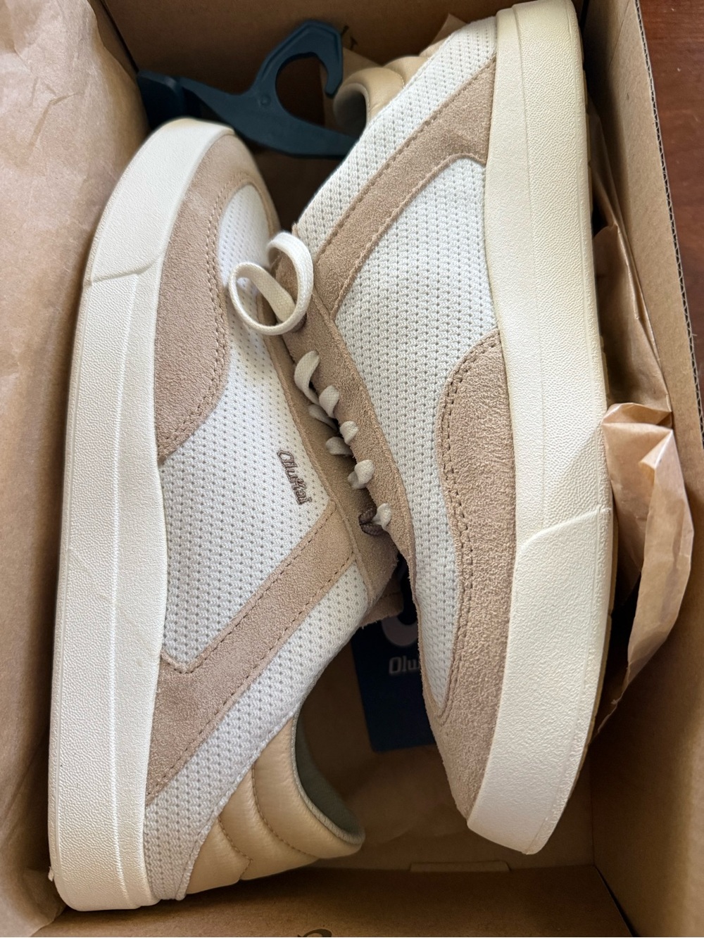 OluKai Women’s Mesh Sneakers in Cream and Tan